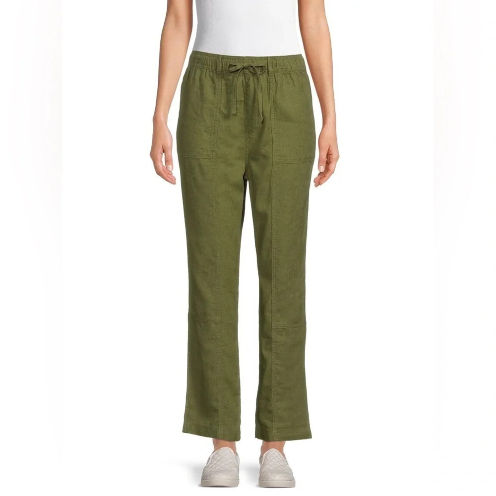 Women’s Linen Blend Cargo Pants Army Green Size Small